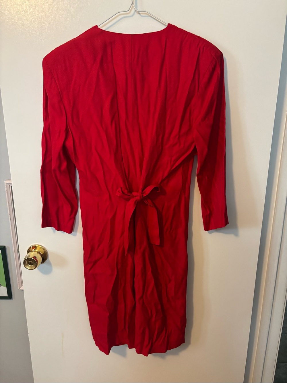 Vintage 90s Soft Girl Fashion Brioche Red Button-Front Women's Dress - Picture 5 of 5